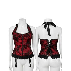 Fredericks of Hollywood Corset sz 34 Lace Dream Halter Garters Boned Ribcage NWT